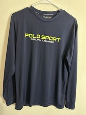Polo Sport By Ralph Lauren Youth Kids Blue Long Sleeve Logo Shirt Size XL 18-20