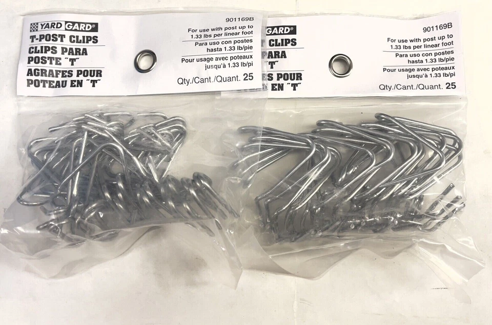YARD GARD 2 Bag of T-Post Fence Clips # 901169B Total 50 Pieces