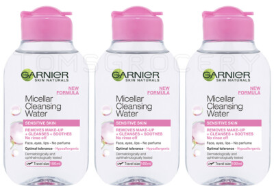 3 GARNIER Micellar Cleansing Water Make-Up Remover for Sensitive Skin 100ml