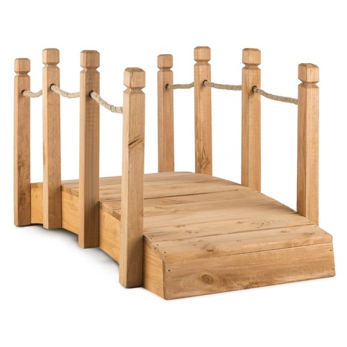 GARTEN ZIER DEKO TEICH BRÜCKE TAU HANDLAUF GELÄNDER MASSIV HOLZ 58X58X122CM