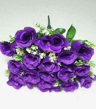 Artificial Flowers 18 head Rose Bud Bouquet 12 Colours Wedding Grave Party Decor