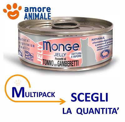 Monge Cat JELLY Nassfutter Multipack Tonno & Garnelen 80 g - Für Katzen