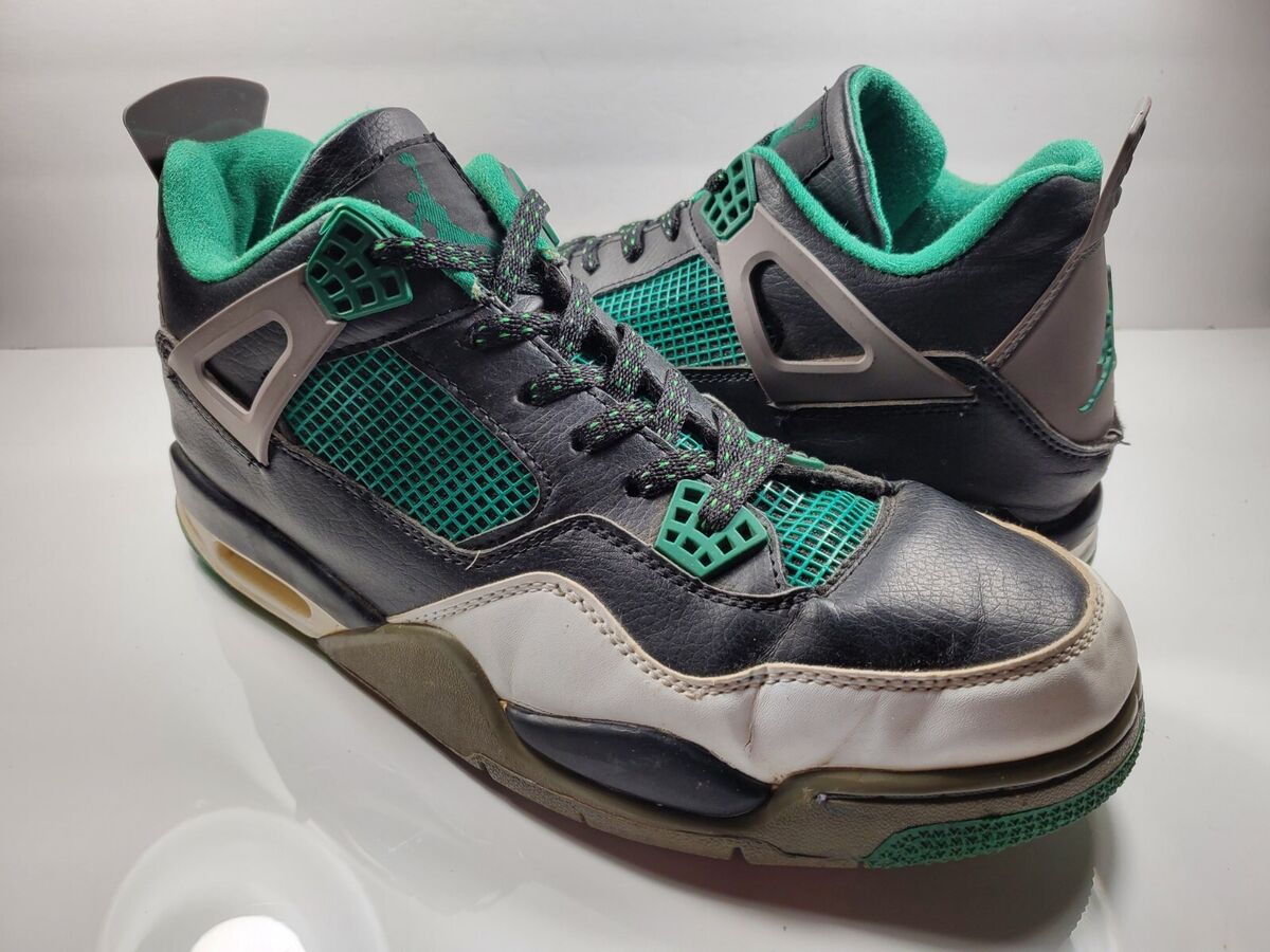 Nike Air Jordan 4 IV 2010 Black White Green 308497-012 Men's Nike Air Jordan 4 IV 2010 Black White Green 308497-012 Men's