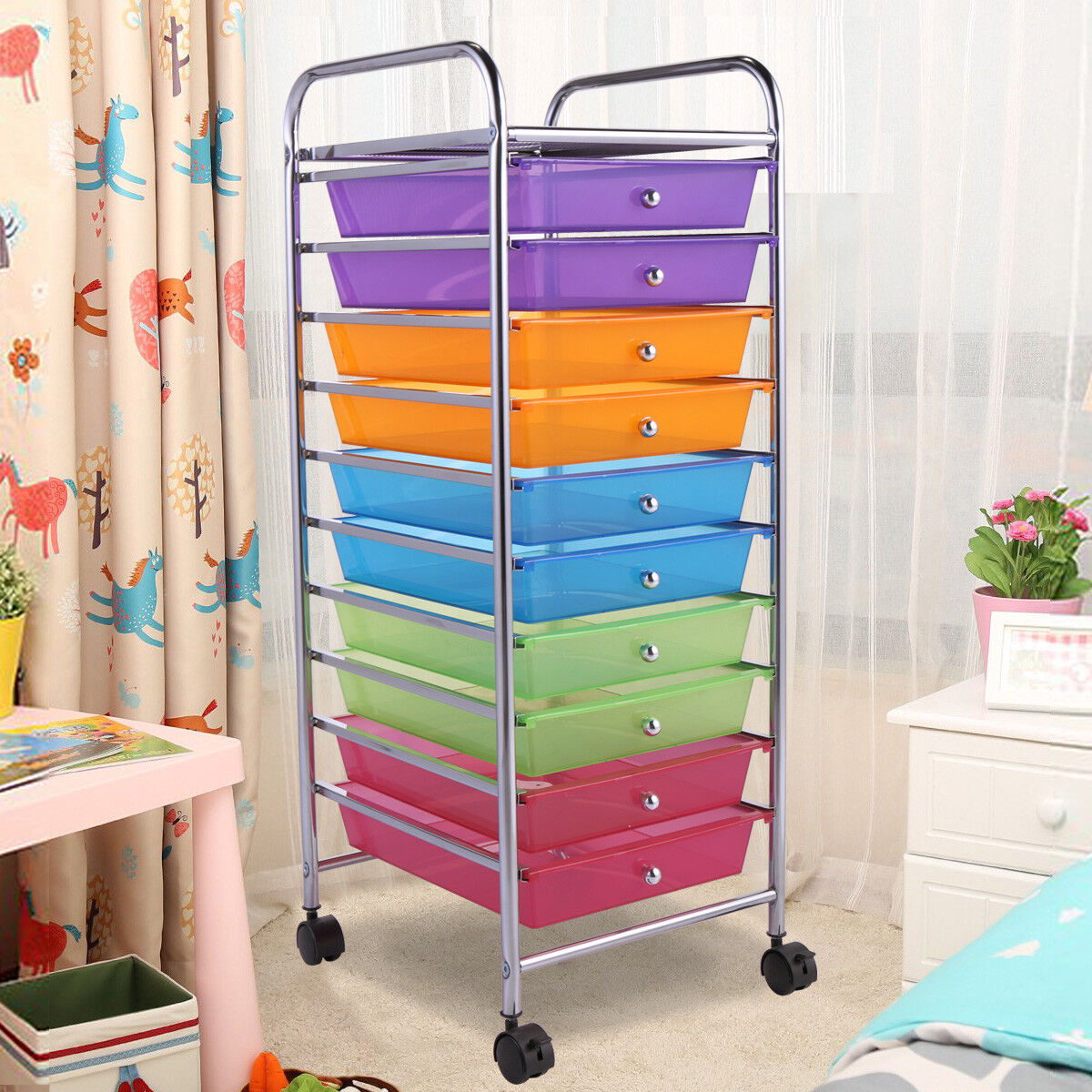 10 Drawer Rolling Storage Cart Scrapbook Paper Office School