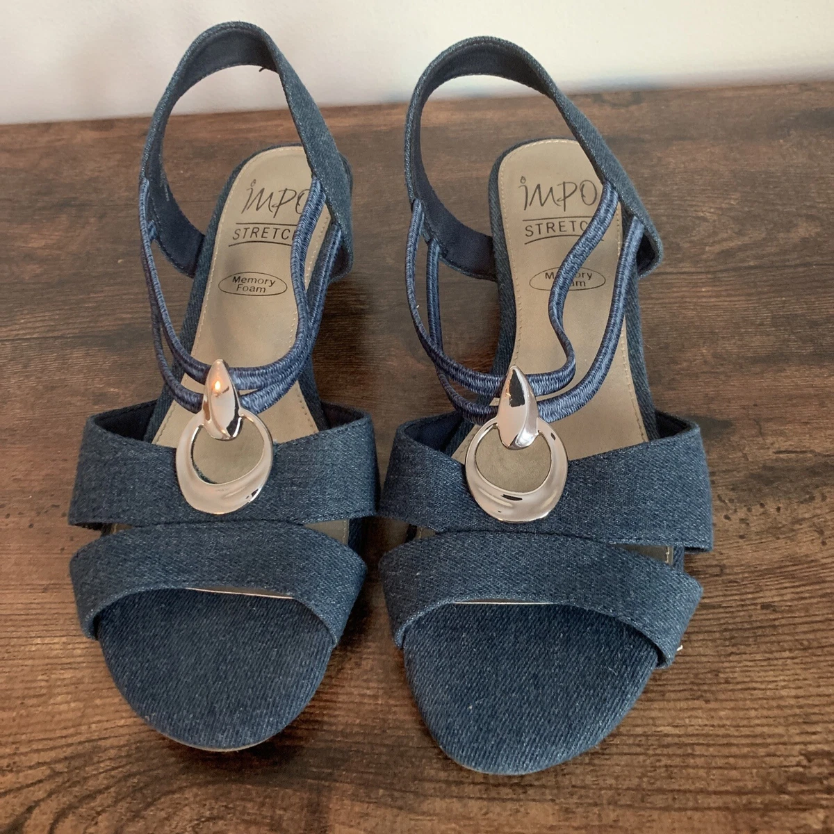 Impo Stretch Memory Foam Blue Sandals Size 8M eBay