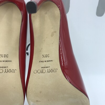 Jimmy Choo Women's Romy 100 Pumps Gloss Cherry Red Leather