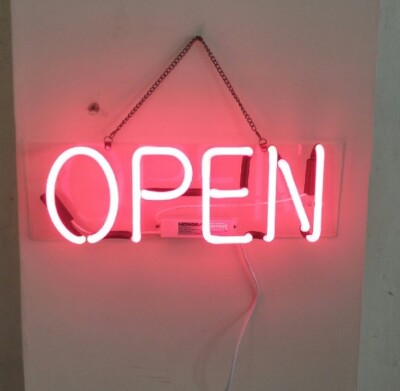 20''x8'' Open Pink Acrylic Neon Sign Light Lamp Real Glass Wall Business Shop QL