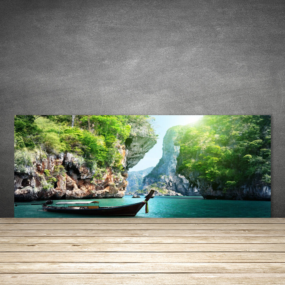 Crédence de cuisine en verre 125x50 cm avec motif paysage de montagne alpines et lac