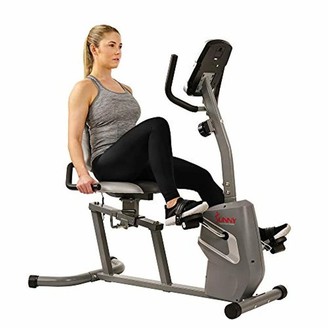 Sunny Health & Fitness Recumbent Bike Exercise Easy Adjustable