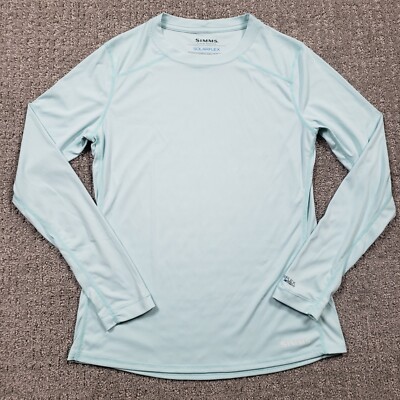 Simms Shirt Womens XS Green Solarflex UPF 50 Crewneck Long Sleeve
