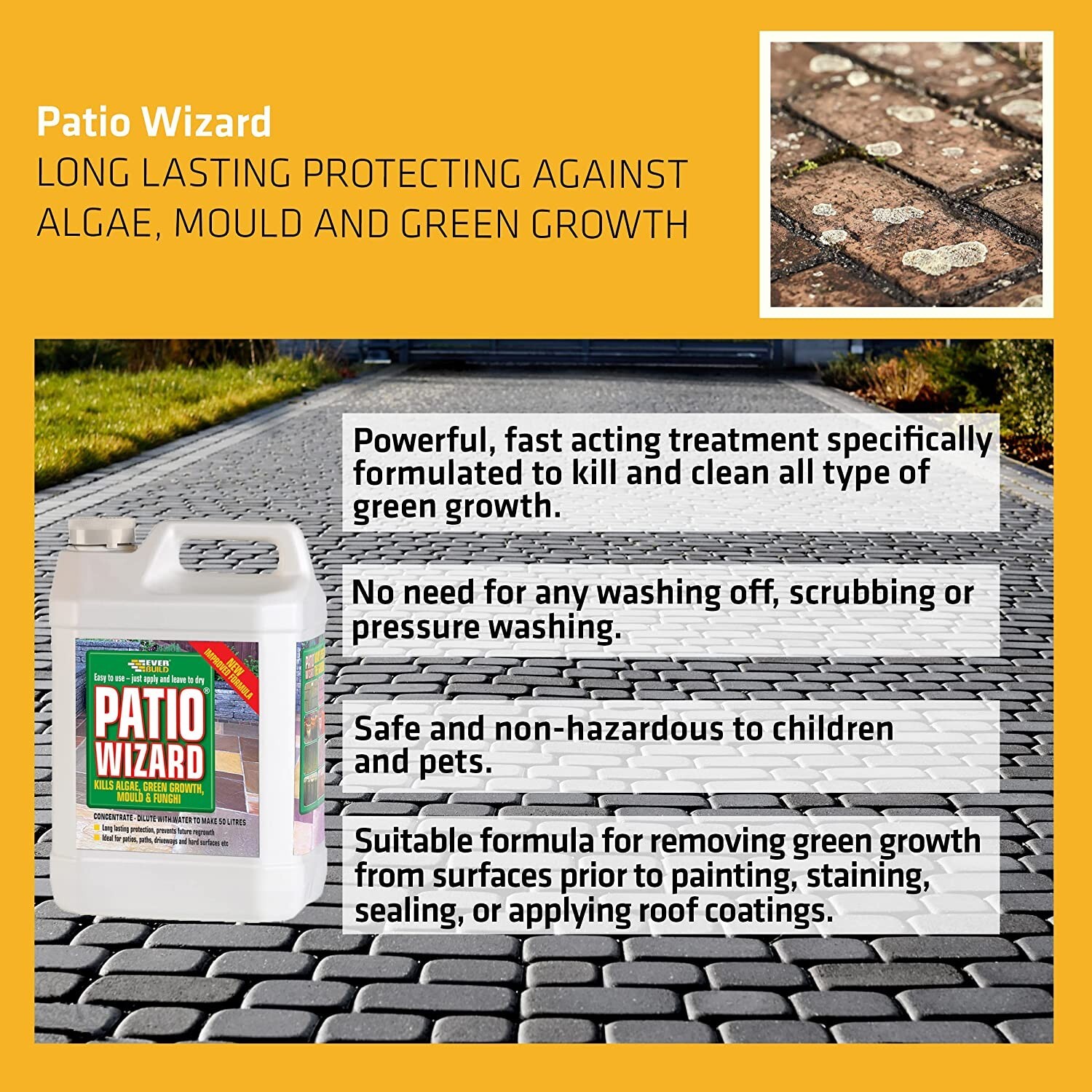 Everbuild PATIO WIZARD Moss Mould Killer Moss Away Kills Algae Patio Cleaner 5L eBay