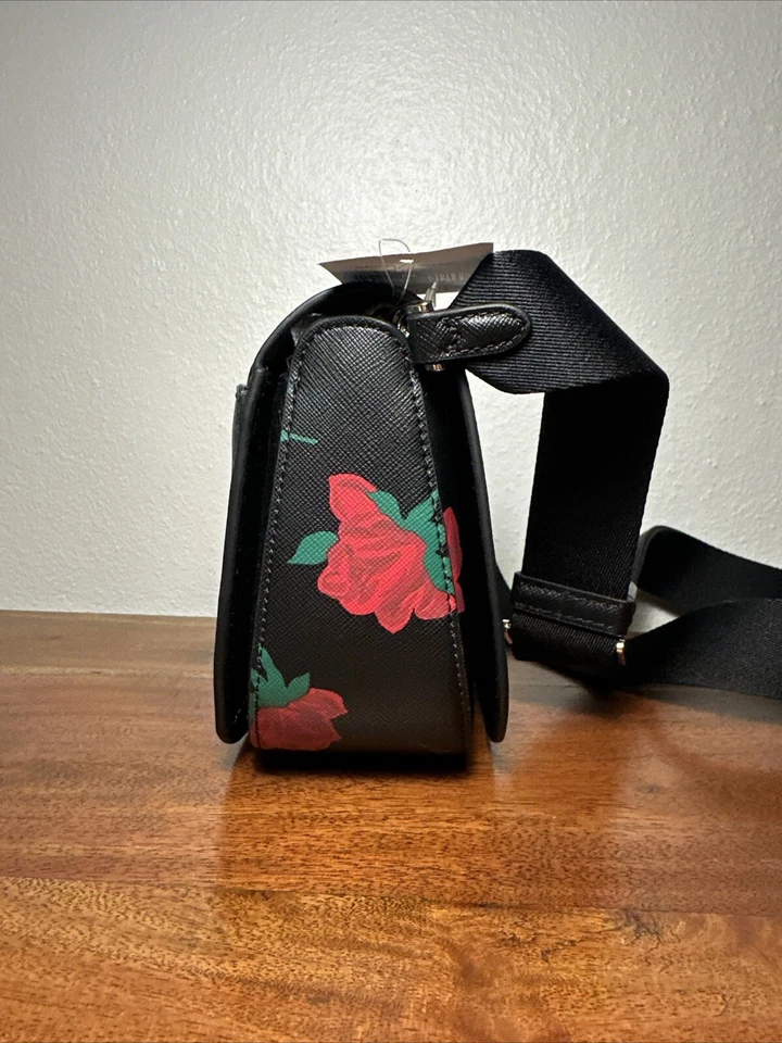 Bolso Bandolera Kate Spade New York Madison Rojo Rosa Estampado Sillín Negro Foto 4 de 4
