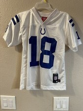 Peyton Manning Boy's Medium Indianapolis Colts White Reebok On Field Game Jersey
