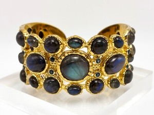 Authentic Rarities Gold-Plated Labradorite & London Blue Topaz Cuff Bracelet - M/L - NWT