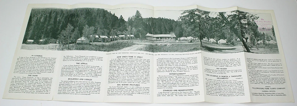 1923 YELLOWSTONE VACATIONS CAMP ROOSEVELT Illustrated Travel Brochure Teddy Bear - Image 4 of 4