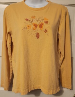 Life Is Good Women s Shirt Small Long Sleeve Smile Very Soft Gold Color