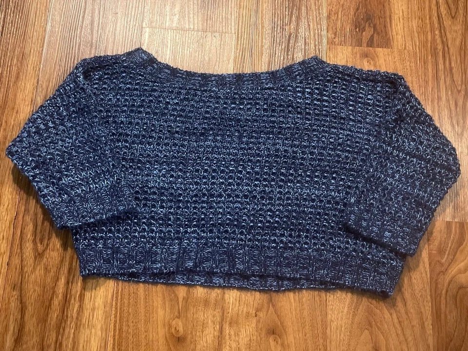 Charlotte Russe Knit Blouse Blue Scoop Neck Cropped Pullover Shirt Womens S - Image 4 of 4