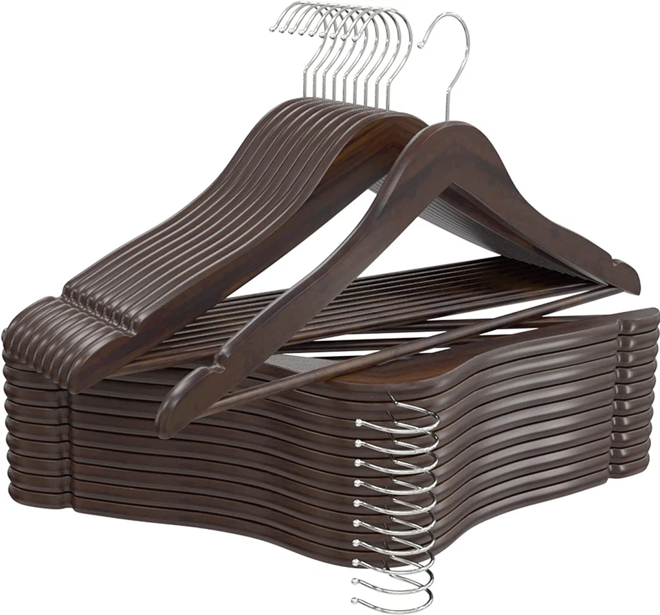 Paquete de 20 y 80 perchas de madera acabado natural premium utopía hogar Foto 2 de 4