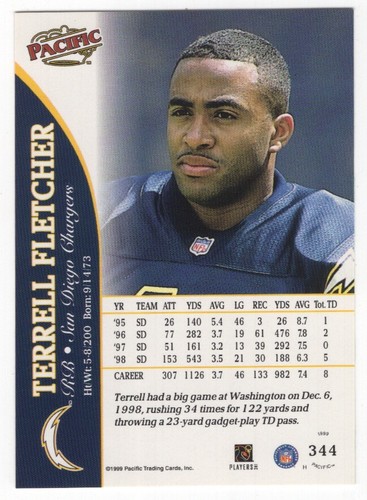 1999 Pacific Football Set Break - Cards #226-450 Pt.2 - 第 205/373 張圖片