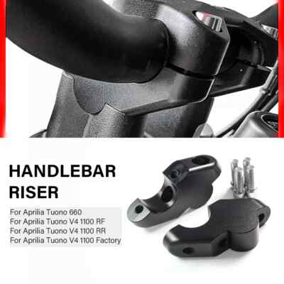 Black Handlebar Riser Clamp Mount For Aprilia Tuono 660 V4 1100 2017 2018-