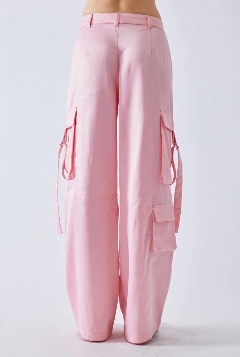 Cargo Pant With Buckle Strap Pockets Pink Signature 8 Size L