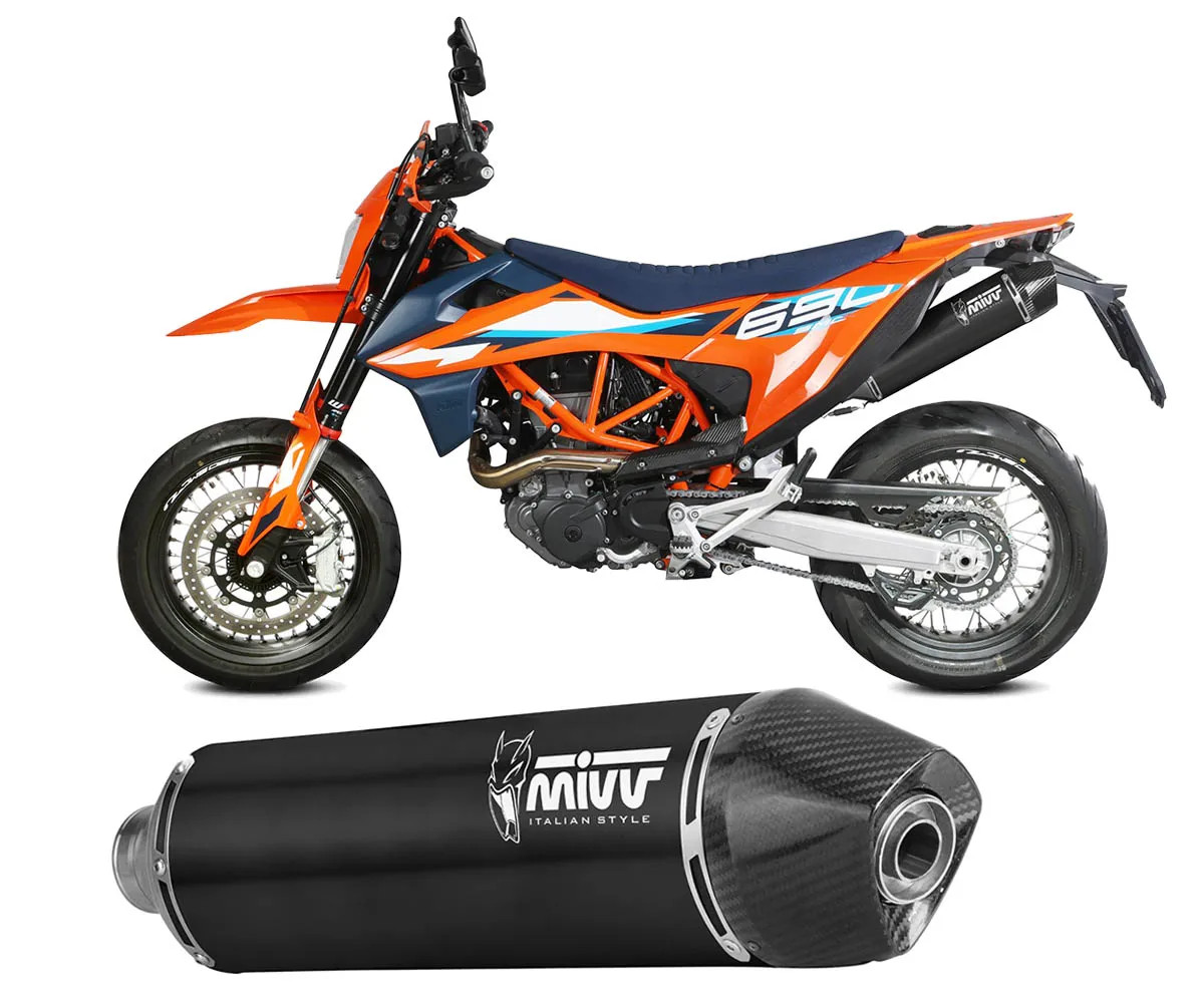 Mivv Muffler slip-on exhaust STR1 Black Inox for KTM 690 SMC R LC4 2019 > 2020