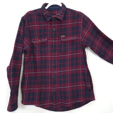 Orvis Men S Red Navy Plaid Flannel Shirt Button Front Soft Warm Casual Outdoors