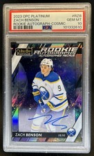 2023-24 O-Pee-Chee Platinum Zach Benson Rookie Auto Cosmic RC #/35 Sabres PSA 10