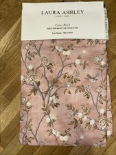 NWT LAURA ASHLEY EGLANTINE PINK BIRD FLORAL WINDOW PANEL PAIR 2 CURTAINS 38 84