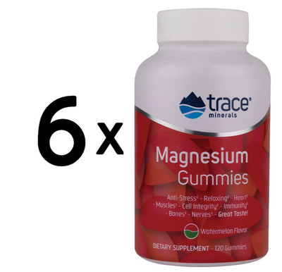 6 x Trace Minerals Magnesium Gummies, Tangerine - 120 gummies (202,37 EUR/kg)