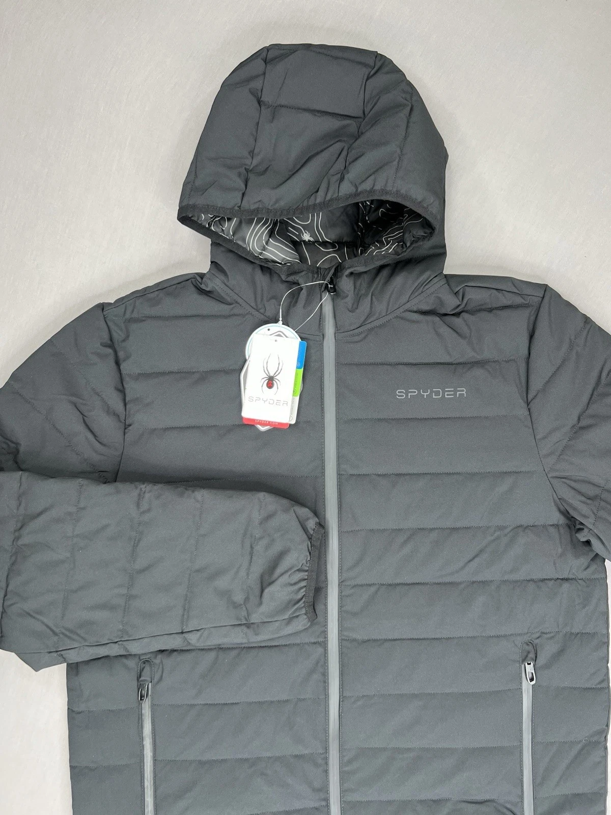 Spyder Mens Hooded Packable Jacket Wind and Water Resistant Sz S OMSP172 - $189