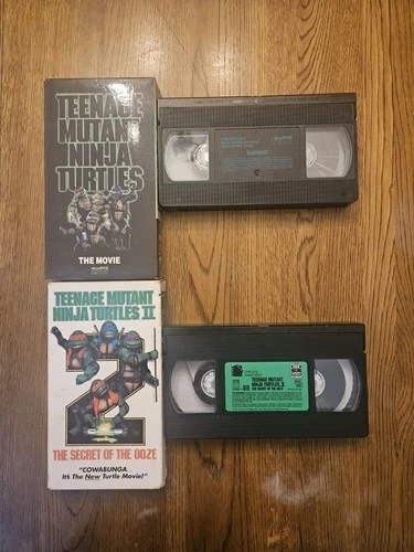 Vintage Teenage Mutant Ninja Turtles Movies 1 & 2 VHS Bundle TMNT 1990 1991 90s