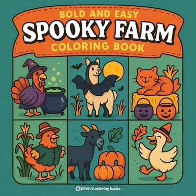 Bold & Easy Spooky Farm Coloring Book: Fun and Festive Cozy Halloween Stress Rel