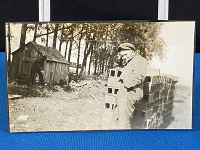Men Building on Farm Creston Iowa Antique 1910's Photo Lt#1