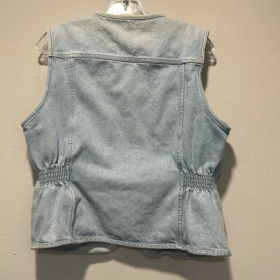 Редкий винтажный Gitano женщин джинсовой ткани жилет M бисером карманы молнии сердце нашивка Y2K синий - Изображение 4 из 4