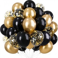 Luftballons Schwarz Gold 60 StüCk Helium Ballons Mit Konfetti Party Deko