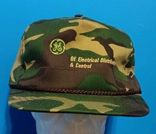 Vintage GE StrapBack Hat Camouflage Embroidered Mens Cap Made In USA