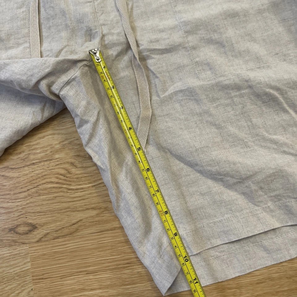 Eileen Fisher Shorts Womens Large Beige Linen Pull On Relaxed Fit Summer Casual - Image 3 of 4