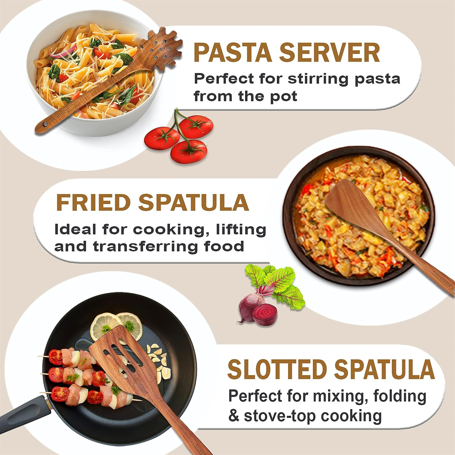 Wooden Spoons for Cooking Utensils Set - 9 Pcs Natural Teak Wooden Kitchen Utens