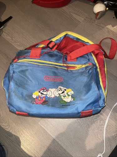 Heavily Damaged * Vintage 1990 Nintendo Blue Z Bag Travel Case Blue Red 13x10x7