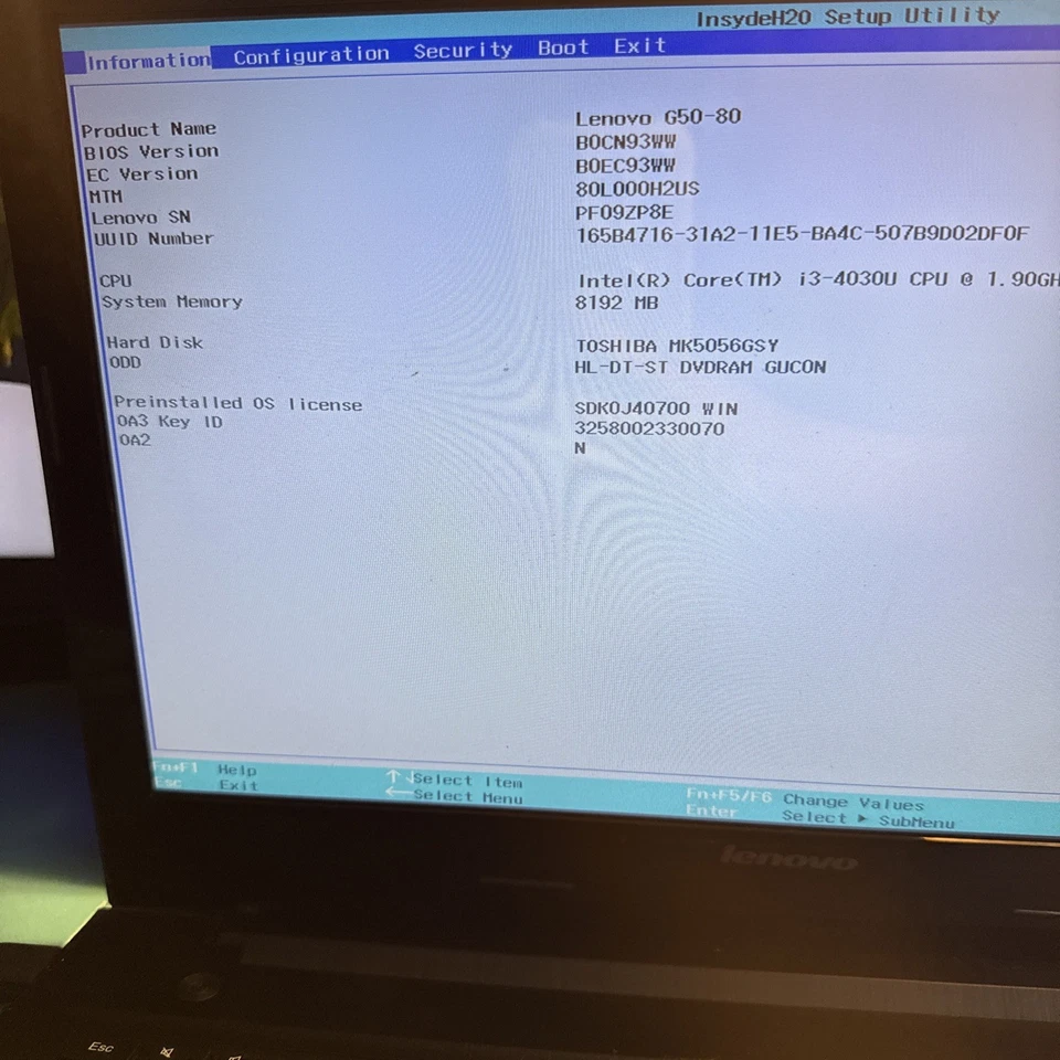 Ноутбук Lenovo G50-80 15,6 дюйма -i3-4030U 8 ГБ RAM 500 ГБ БЕЗ ЗАРЯДНОГО УСТРОЙСТВА - Изображение 2 из 4