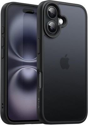 JETech Matt Hülle für iPhone 16 6,1 Zoll, Stoßfest, Anti-Fingerabdruck Schwarz