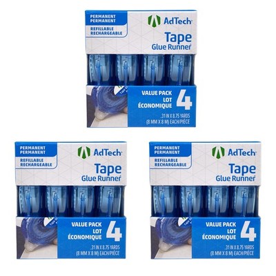 AdTech Permanent Glue Runner, 35 Yards (3-Pack) | Strong, 3 PACK, blue