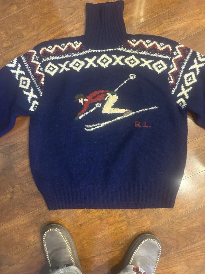 Jersey de esquí alpino vintage Polo Ralph Lauren suicida tejido a mano lana para hombre XL Foto 2 de 4