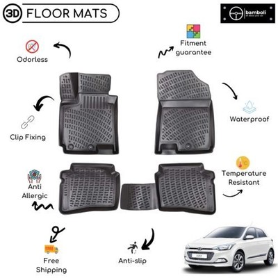 Custom Molded Rubber Floor Mat Fits For Hyundai i20 2014-2020 Black Color