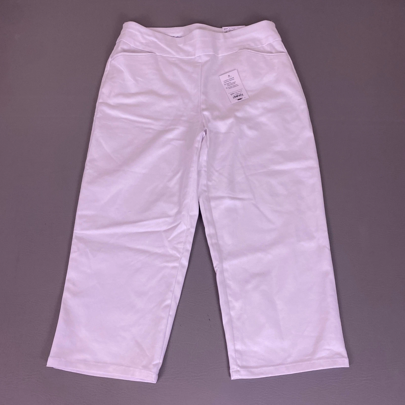 Croft & Barrow Effortless Stretch Capri Pants Size 10 Regular White Pull On New
