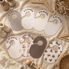 8 Pcs Brown Bear Baby Closet Dividers Double-sided Baby Girl Clothes Closet H...