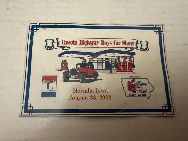 Vintage 2003 Lincoln Highway Days Car Show Nevada Iowa Souvenir Magnet