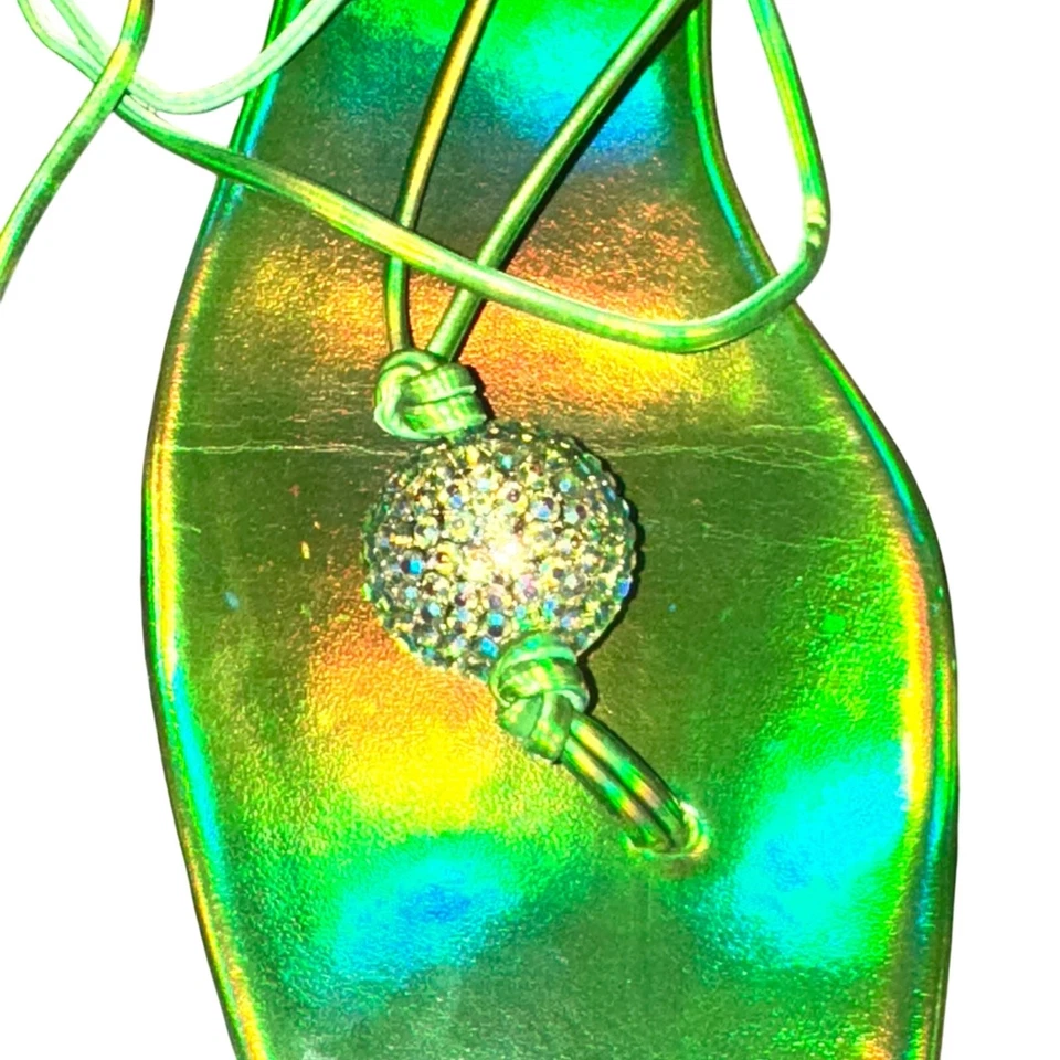 Jeffrey Campbell Weekender Wrap Around Sandals Women's Size 9 Green Mirage  - Image 2 of 4