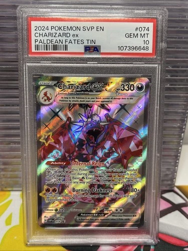 Pokemon Charizard ex Paldean Fates Tin Black Star Promo SVP EN 074 PSA 10